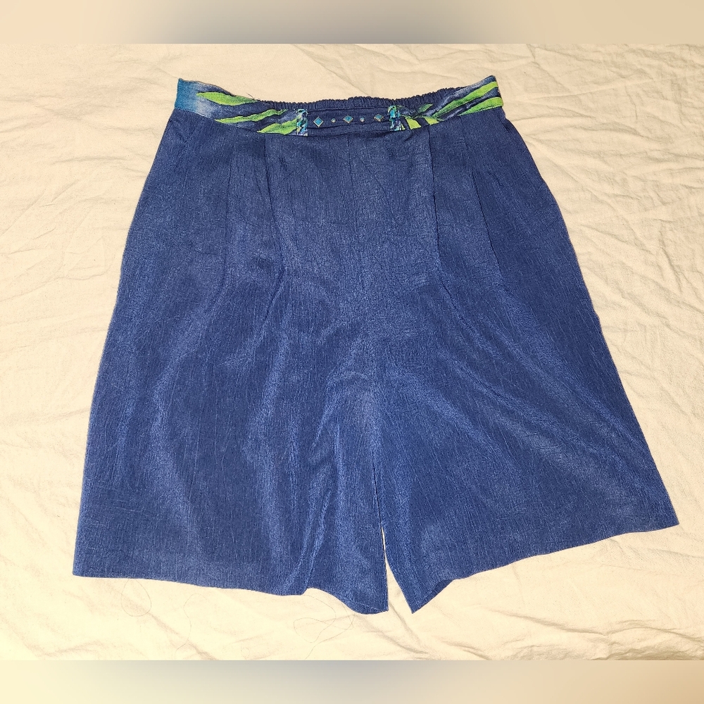 Vintage 1980s Blue High-Rise Turquoise Studded Waistband By Nancy Bolen